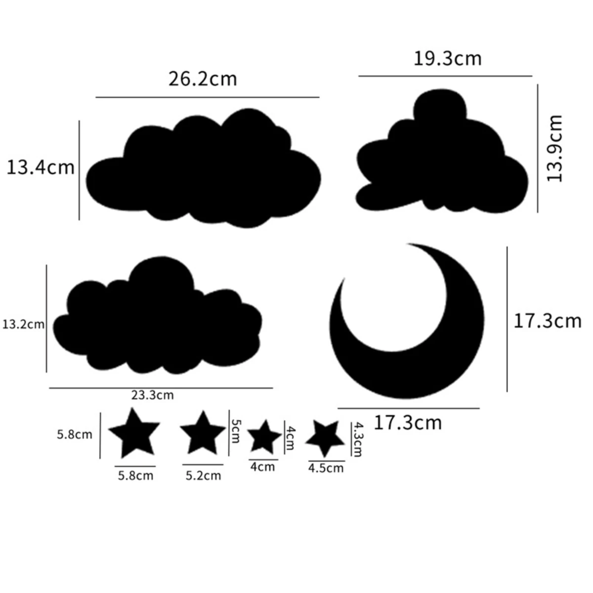 1PC Mirror Wall Sticker Cloud Moon Combination Bedroom and Living Room Mirror Decoration Wall Sticker