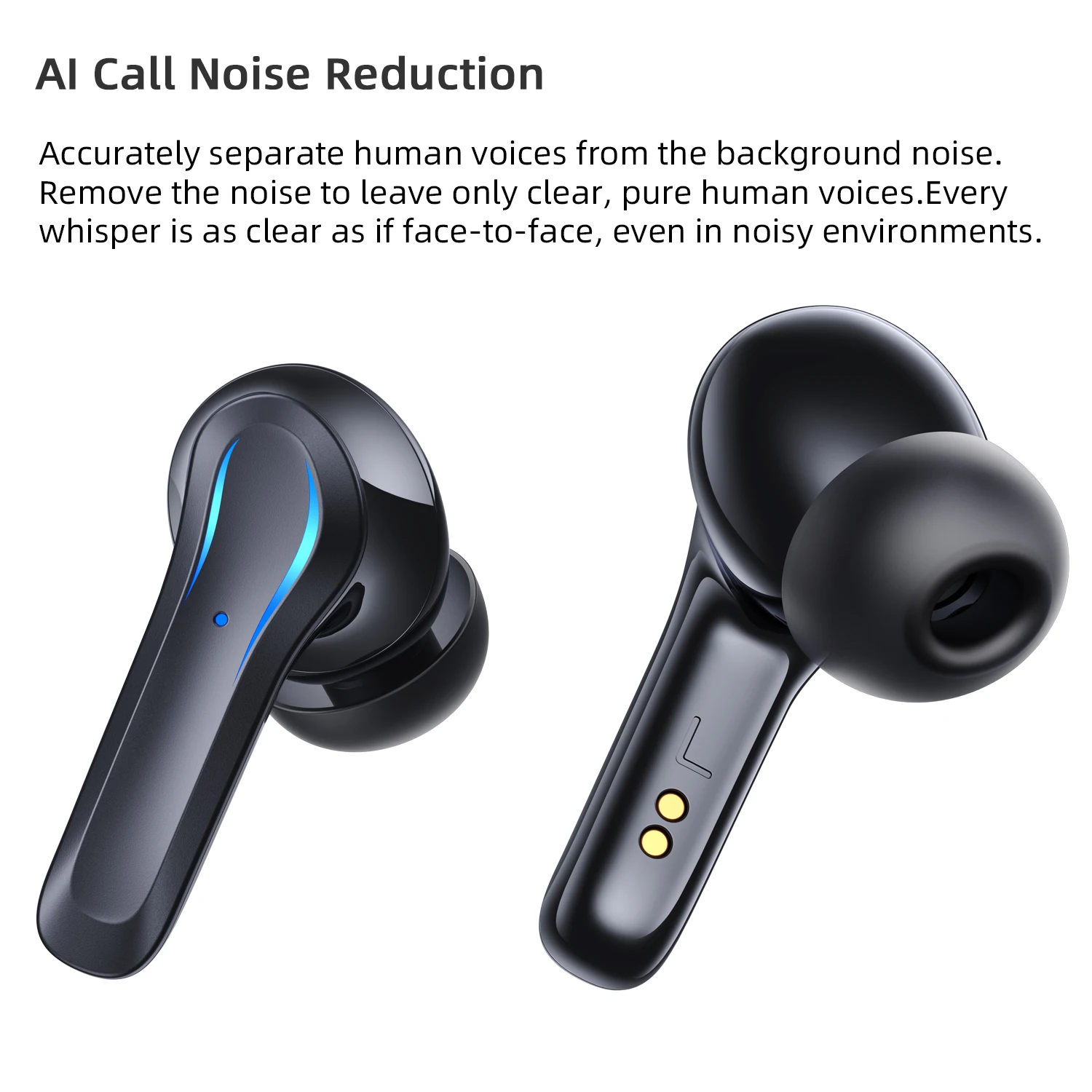 VANIR Wireless Bluetooth Earbuds,AI Noise Canceling,Call Noise Reduction, In-ear Earphones,IP55 Waterproof,30-hour Battery Life