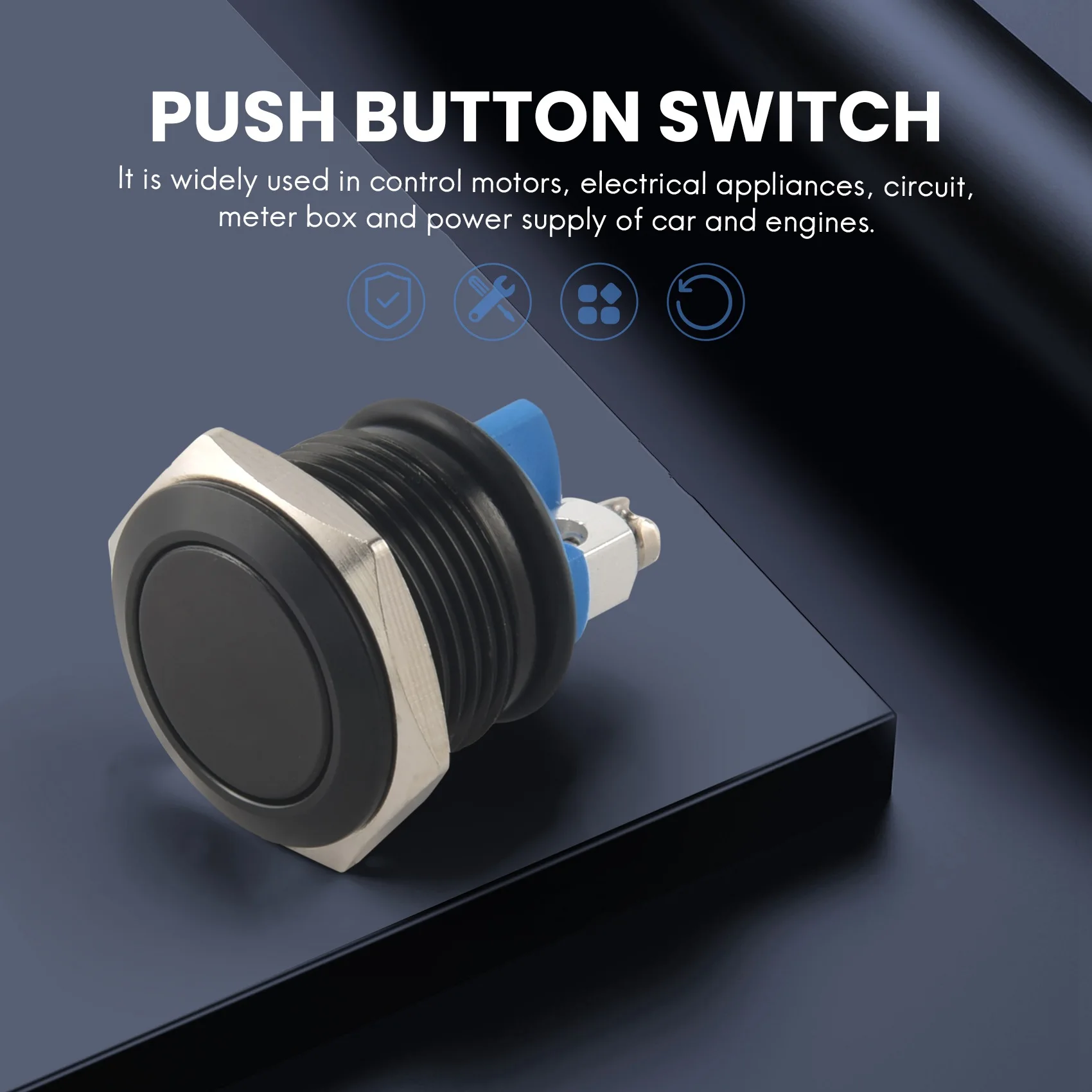 A06M-Horn Switch Horn Button Push Button Switch For Car 16mm 12V