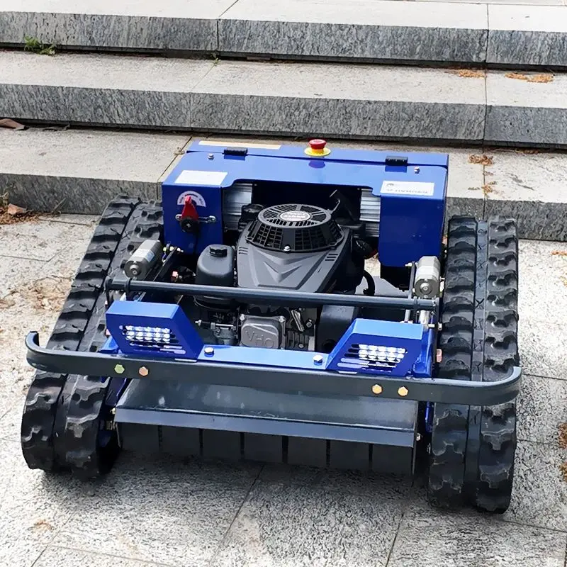 

Вездеходная газонокосилка с дизельным двигателем по индивидуальному заказу, сельскохозяйственная газонокосилка с дистанционным управлением и резиновой гусеницей