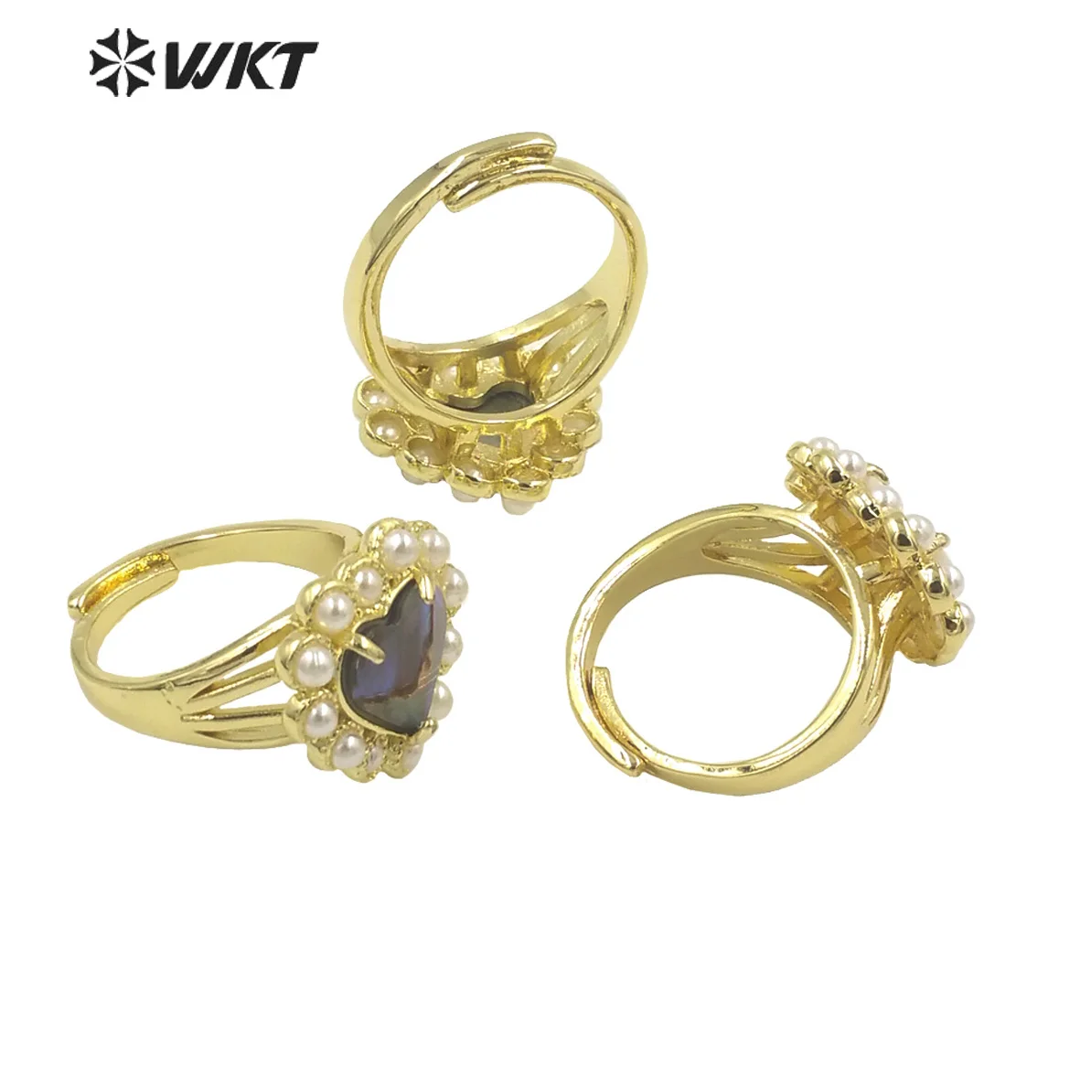 Imagem -03 - Gold Pearl Paved Rings para Women Fashionable Design Reflective Shell Perfect Accessories Daily Match Wt-mpr081 18k