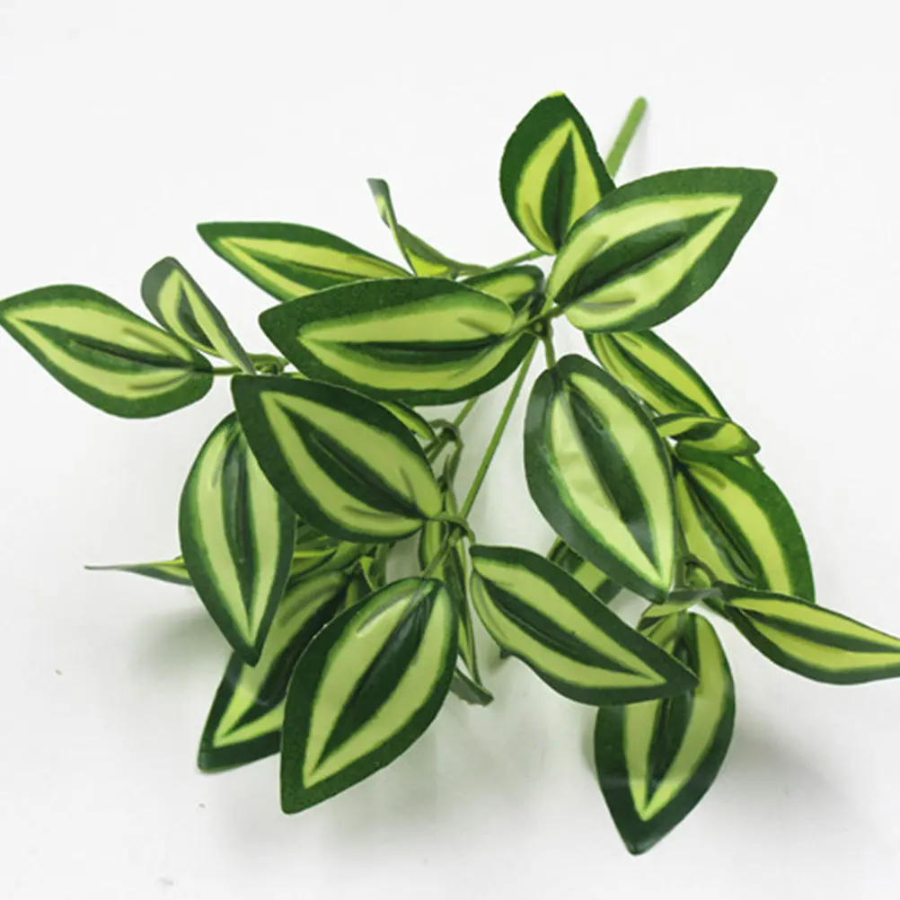 

5Pcs Simulation Plant Adornment Vivid 5-Branch Lifelike Green Leaf Rustic Home Wedding Flower Arrangement Plant Ornment