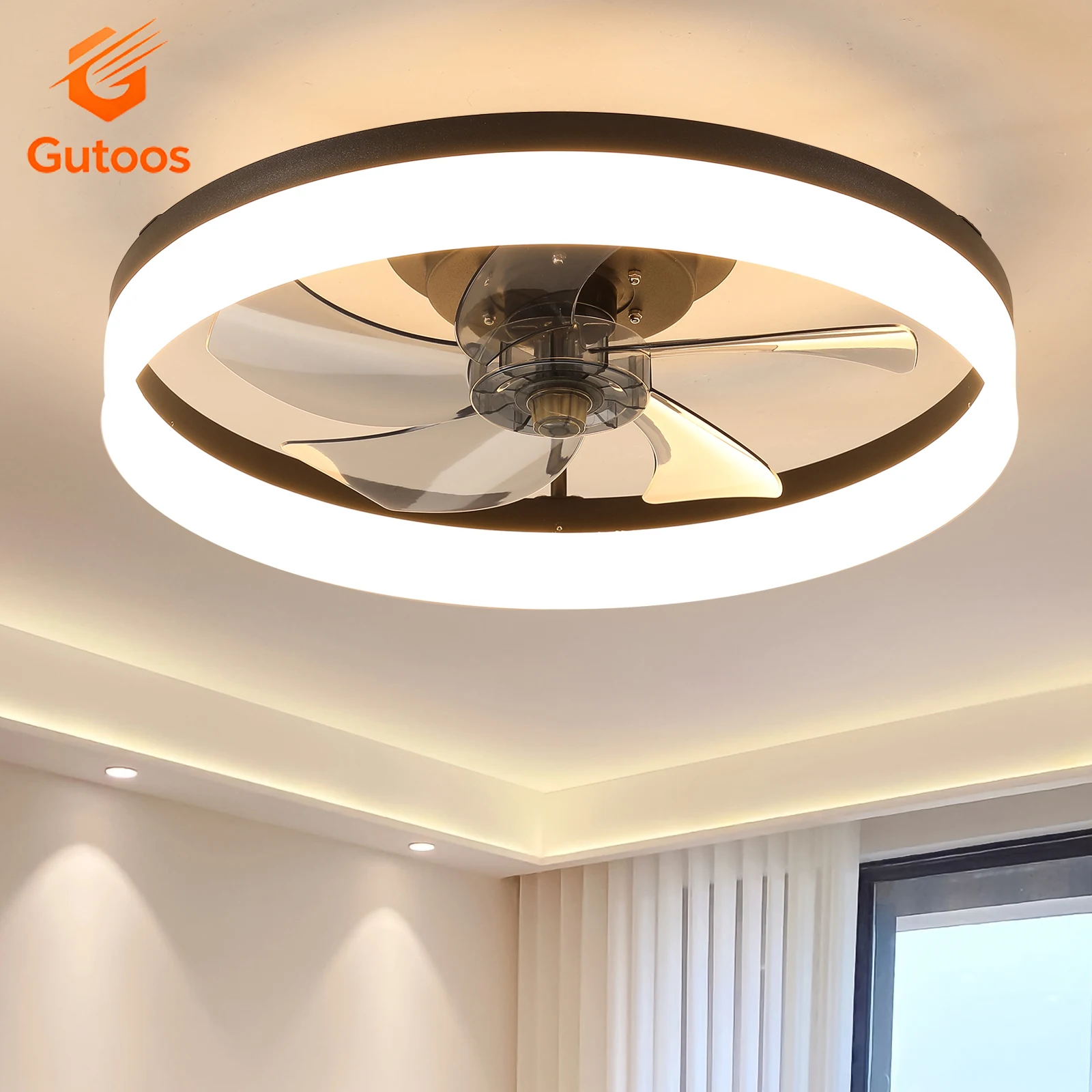 

Потолочный вентилятор 19,6 дюйма с подсветкой, 30 Вт LED-лампы для спальни, гостиной, домашнего декора, освещение с пультом ДУ или управлением через приложение