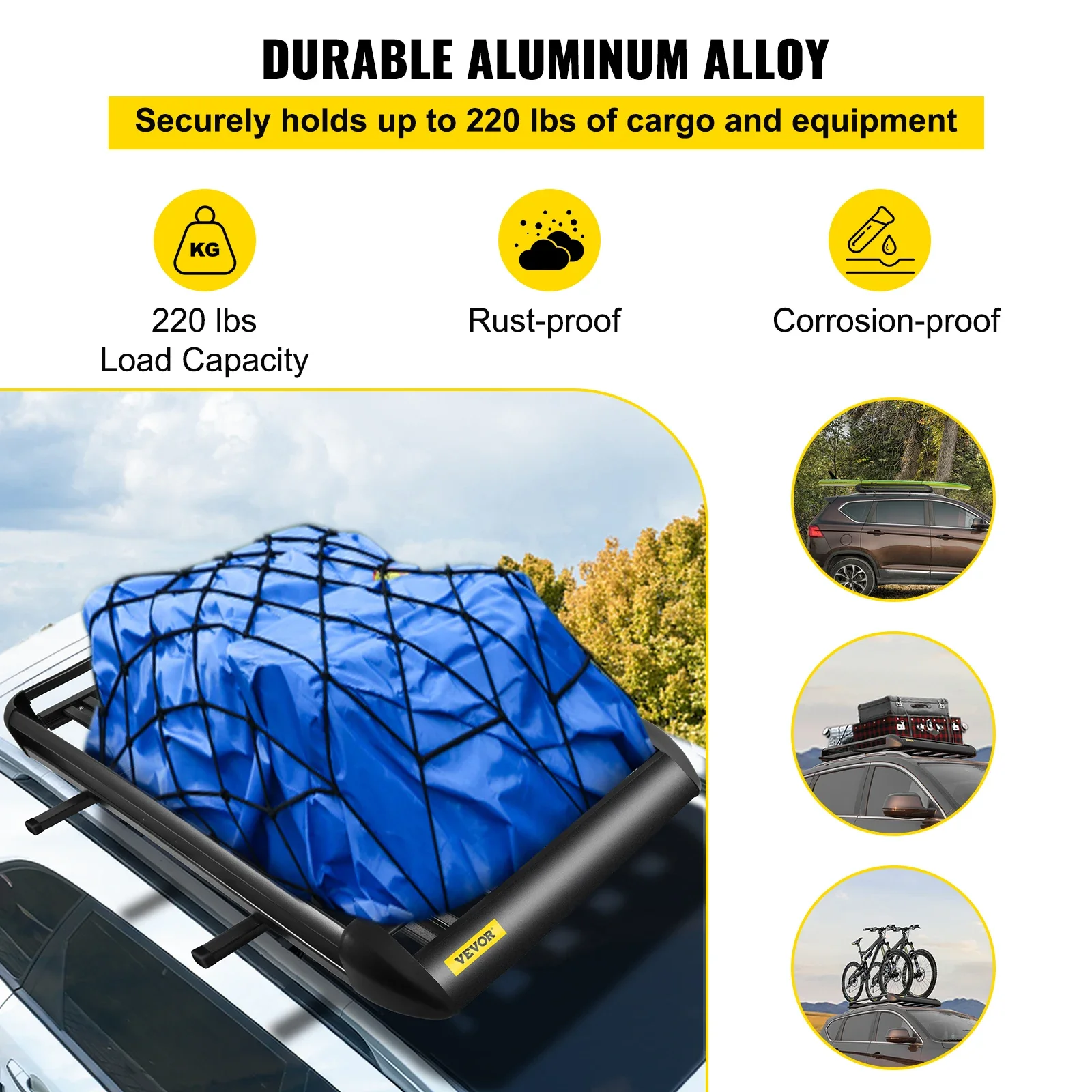 Universal Car Roof Rack, Luggage Cargo Tent, 100kg Load