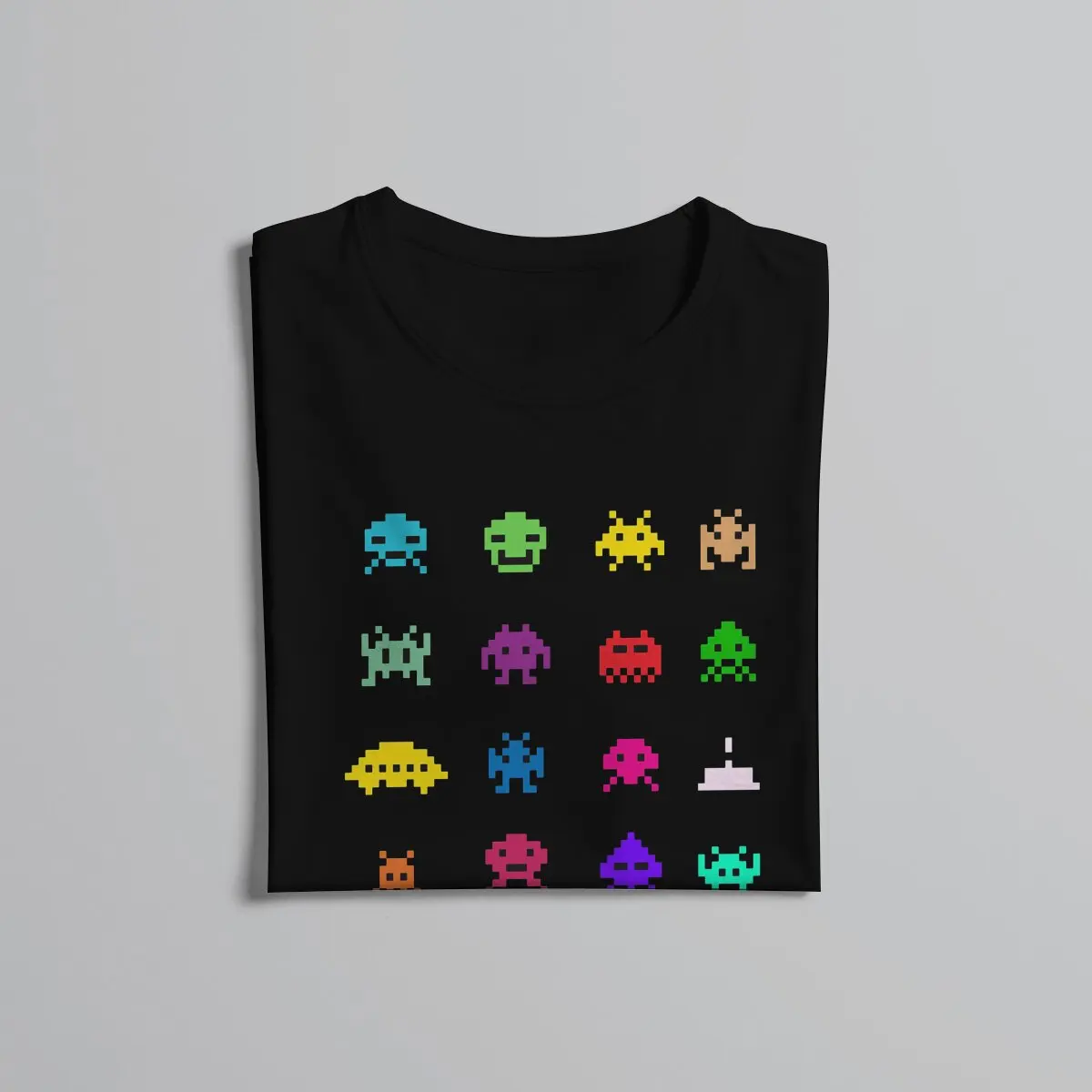 Space Invaders Shooting Video Game Retro Colorful T Shirt Goth Men Tees Summer Clothing Harajuku O-Neck TShirt