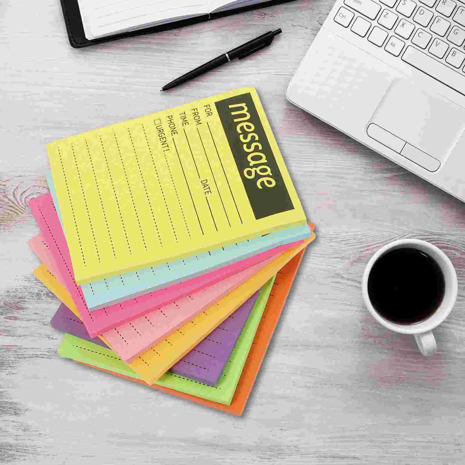 

9 Books Fluorescent Sticky Notes Portable Message Pads Stickers Compact Guestbook School Memo Multi-function Desktop Accessory