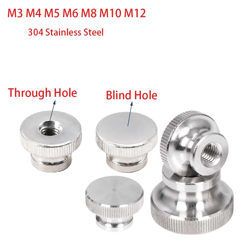 1-5pcs M3 M4 M5 M6 M8 M10 M12 High Head Knurled Thumb Nut Through / Blind Hole 304 Stainless Steel Advertising Decorative Nail