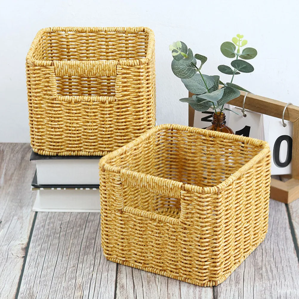 

Plastic Storage Basket Large Capacity H made Wicker Weaving Snack Daily Use Desk ganizer Home Supplies Tidy Reusable