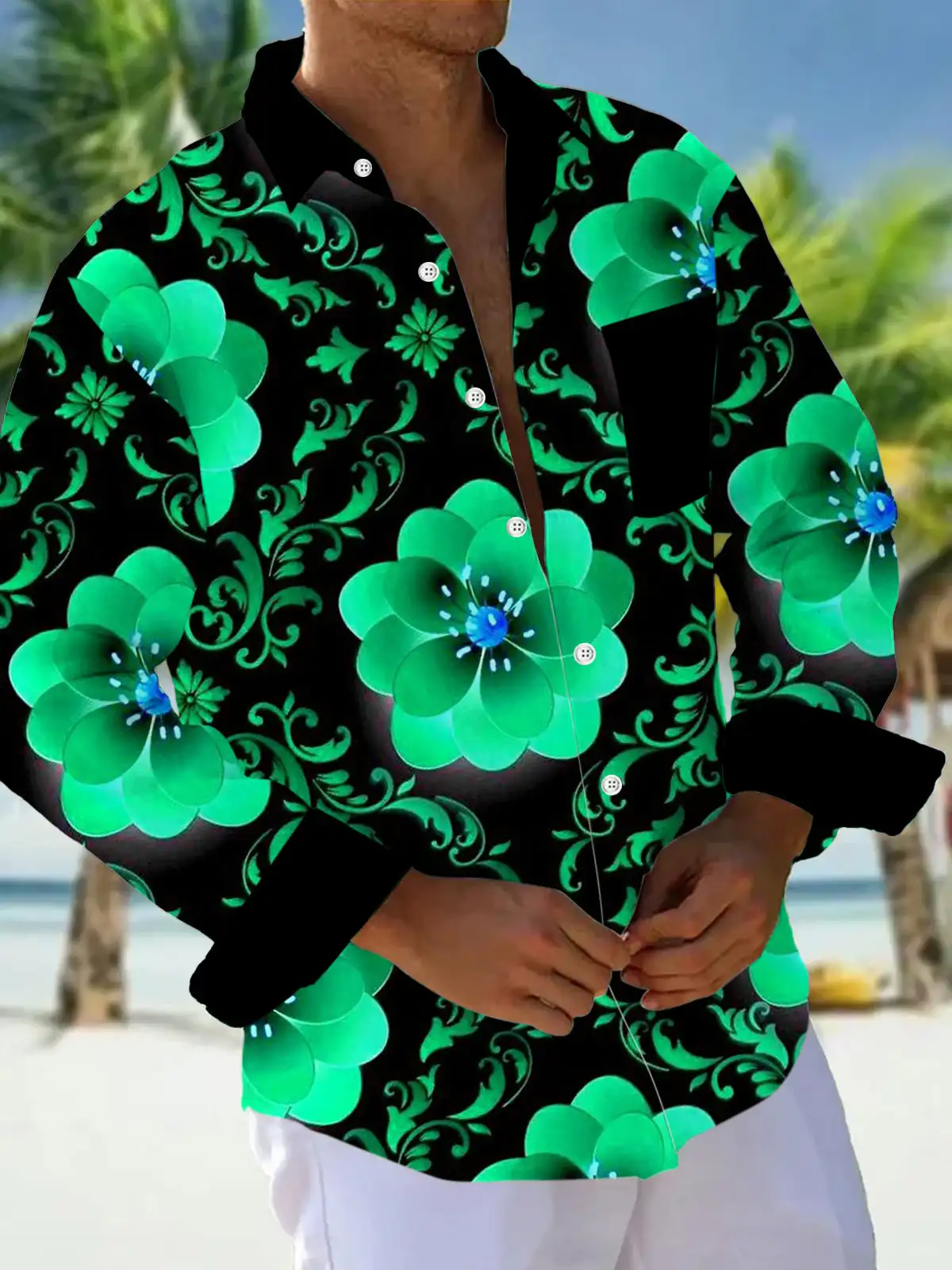 قمصان رجالية، قمصان بأزرار سفلية، قمصان كاجوال، للربيع والصيف، مطبوعة بأكمام طويلة، يوميًا، عصرية، مريحة #2