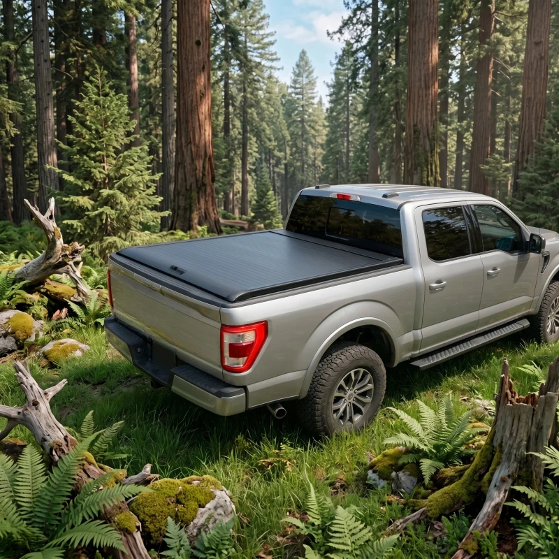 Cost Effective Black Aluminum Hard Tri-Fold & Roll Up Tonneau Cover For Pickup Truck Bed