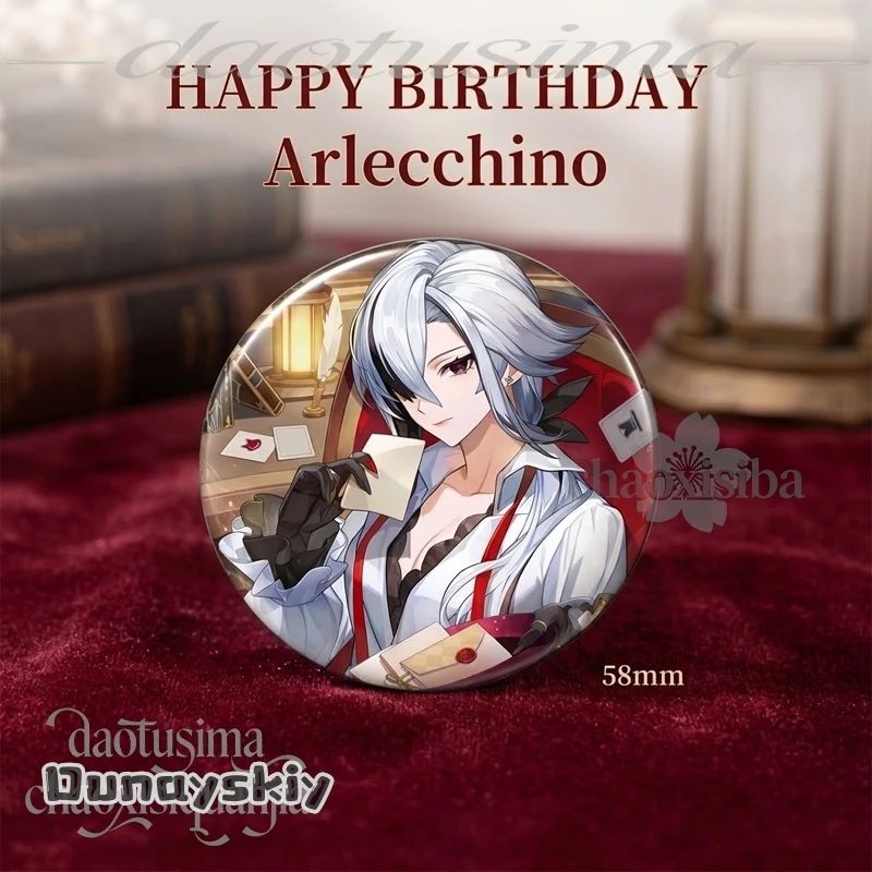 9172026 HAPPY BIRTHDAY Arlecchino Badge Creative Pins Brooch For Bag Clothes Hat Decor Gifts Fans Collect Game Genshin Impact
