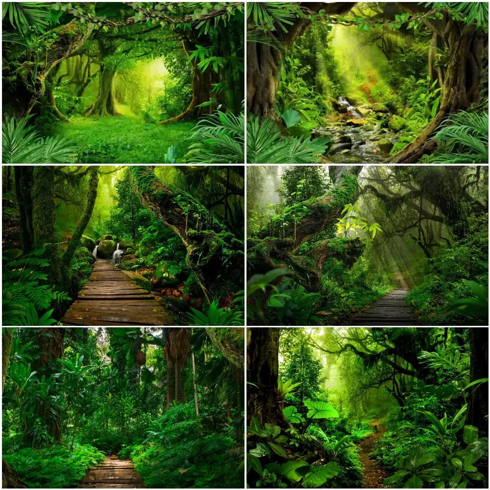 

Nature Jungle Scenery Party Decoration Green Forest Landscape Photo Backdrop Theme Kid Birthday Party Supplies Decor Banner Gift