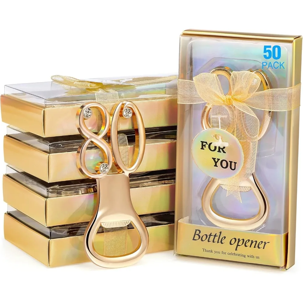 

Открывалка для бутылок на 80-летие с стразами, золотая, для гостей, свадебный декор, открывалка для пива