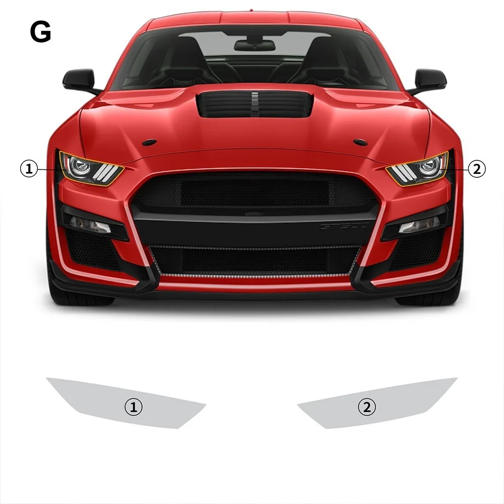 TPU Car Headlight Protective Film For 21–22 Ford Mustang SHELBY  PPF Transparent & Smoked black  Anti-Scratch Auto  Accessories