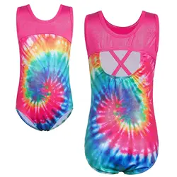 BAOHULU Ballet Costume Girls Sleeveless TieDye Gymnastics Leotard Kids Dance Wear Ballerina Practice Outfit Bodysuit