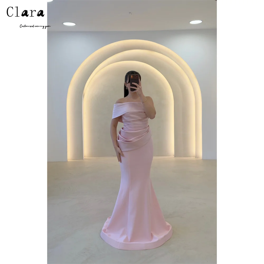 

Clara Custom Pink Fishtail Strapless Floor Length Evening Dresses for Woman Party Wedding Women's Evening Dress Elegant Gown