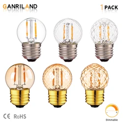 GANRILAND G40 küre Led Filament ampuller dim Vintage sıcak beyaz 1W E27 elmas kabak şekli Amber dekoratif Mini ampul