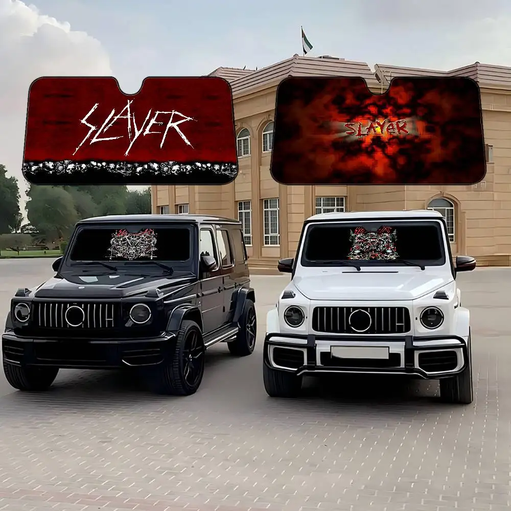 

S-Slayer Heavy Metal Band Музыка Лобовое стекло Автомобильный солнцезащитный козырек Забавное лобовое стекло с животными Солнцезащитный козырек Окно Автомобили Складные лучи Солнцезащитный козырек