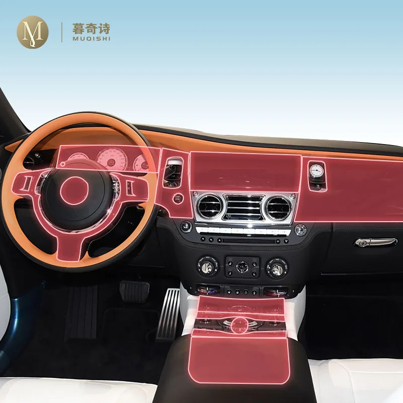 

MUQSHI предварительно вырезанная внутренняя панель коробки передач автомобиля, защитная пленка из ТПУ, экран, ремонт против царапин, ремонт для Rolls-Royce Wraith 2021-2025