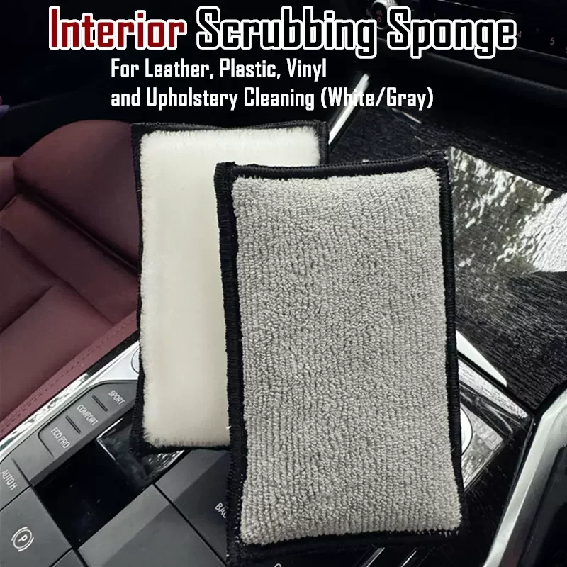 2/24PCS Soft Double Side Microfiber Scrubbing Sponge Car Leather Cleaning Microfiber Towel Wax Sponge Auto Detailing Tools image 2