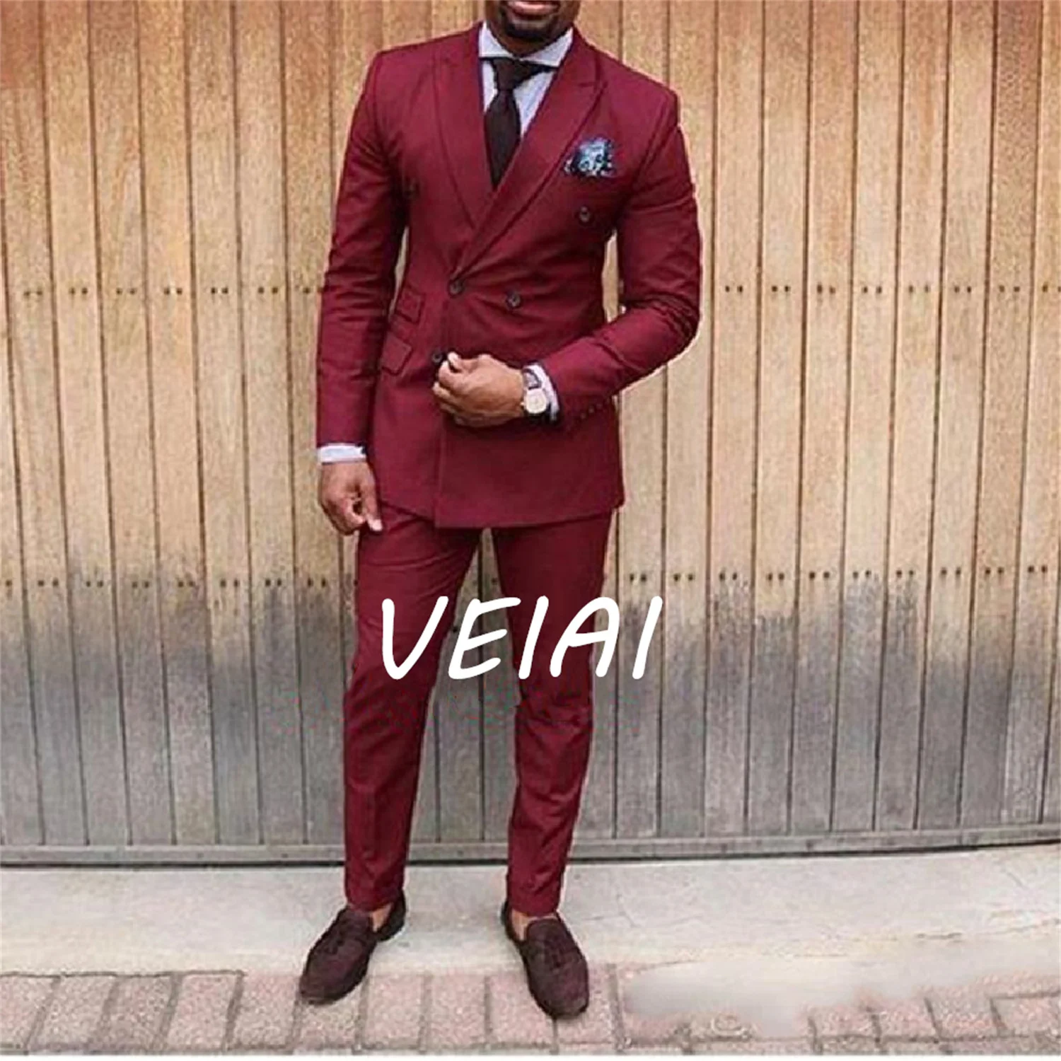 

Arrival Double-Breasted Groomsmen Peak Lapel Groom Tuxedos Men Suits Wedding/Prom Best Man Blazer ( Jacket+Pants)