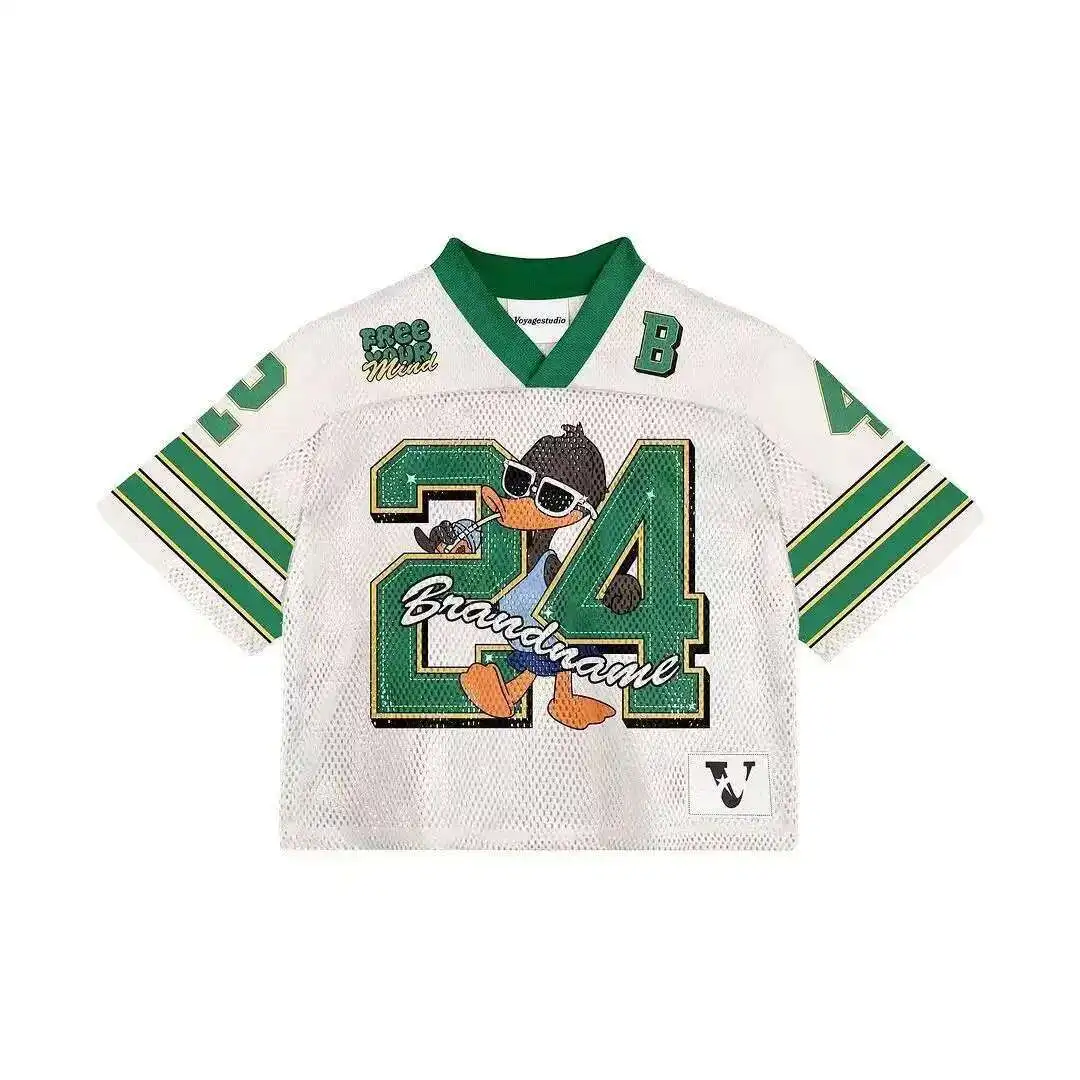 Y2K American T-shirt Harajuku Hip Hop Fashion Football Jersey Streetwear Vintage Casual Breathable Splicing Loose Short Sleeve image 6