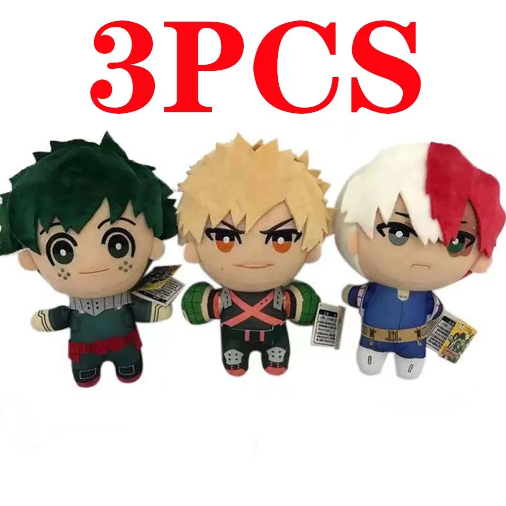 3pcs Anime My Hero Academia Plush Toys Cartoon Izuku Midoriya Katsuki Bakugou Shouto Todoroki Stuffed Dolls Kids Gifts