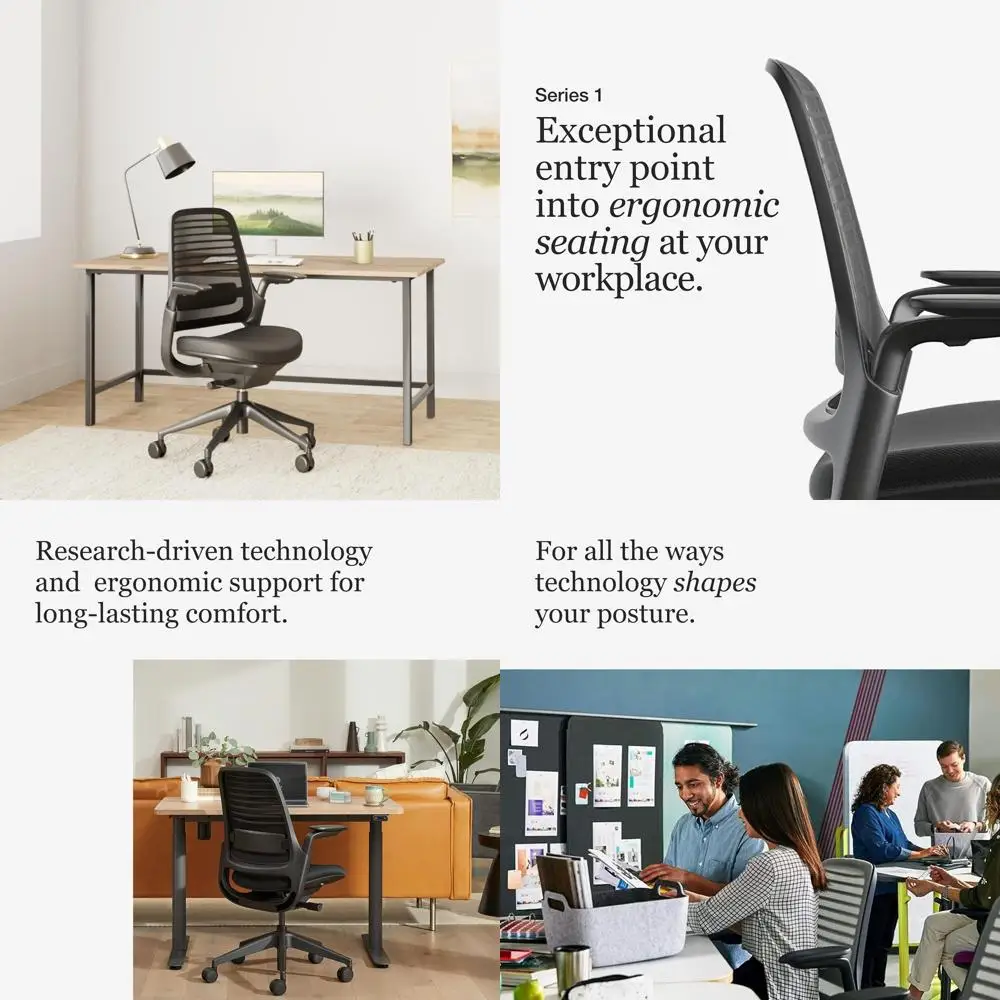 

Эргономичное офисное кресло на колесиках/для использования на ковровых покрытиях - регулируемая поддержка для повышения продуктивности - регулировка по весу, спинка и подлокотники - S