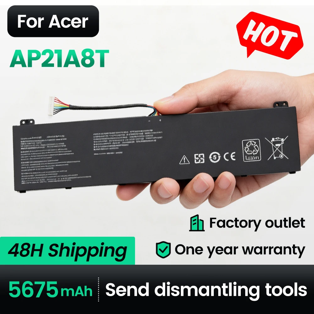 AP21A8T Laptop Battery for Acer AP21A5T AP21A7T 5675mAh High Capacity N22Q22 N22C4 N23C12 PH317-56 PHN16-71 Helios 300 PH315-54