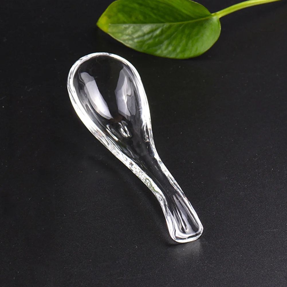 

2 Pcs Glass Spoon Home Supplies Tablespoon Kitchen Food Serving Spoons Household Dessert