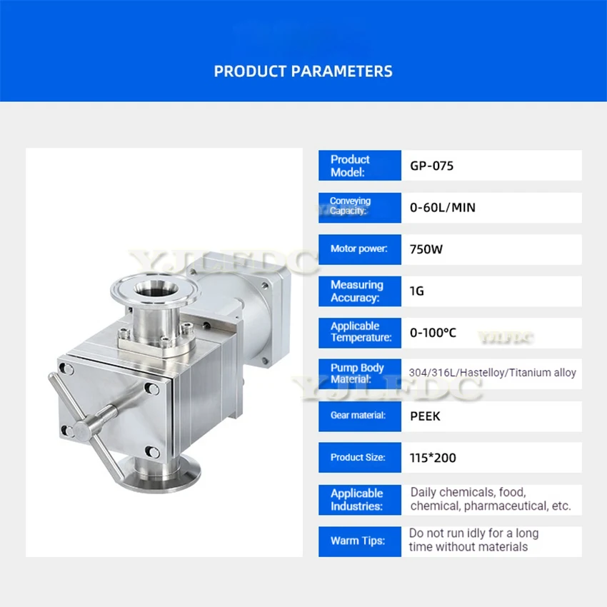 316 Stainless Steel Gear Large Flow Rotor Pump Laundry Detergent Filling Self-Priming Quantitative Measurement Magnetism 750W