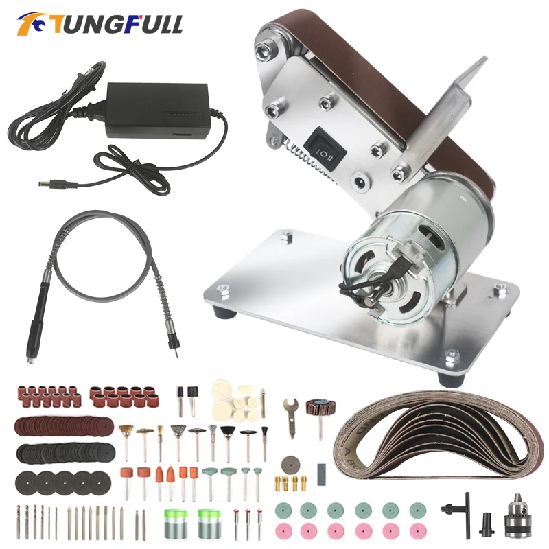 Mini Belt Moagem Machine Tool Lixadeira de Cinto Elétrico Multifuncional Belt Grinder Cortador de Faca Afiador de Bordas Velocidade 220v 110v