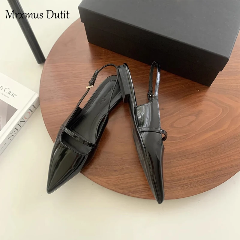 Mrxmus Dutit 2024 Summer New Fashion Women New Pointed Head Flat Sandals Elegant Versatile Solid Simple Shoes Female Chic Pumps