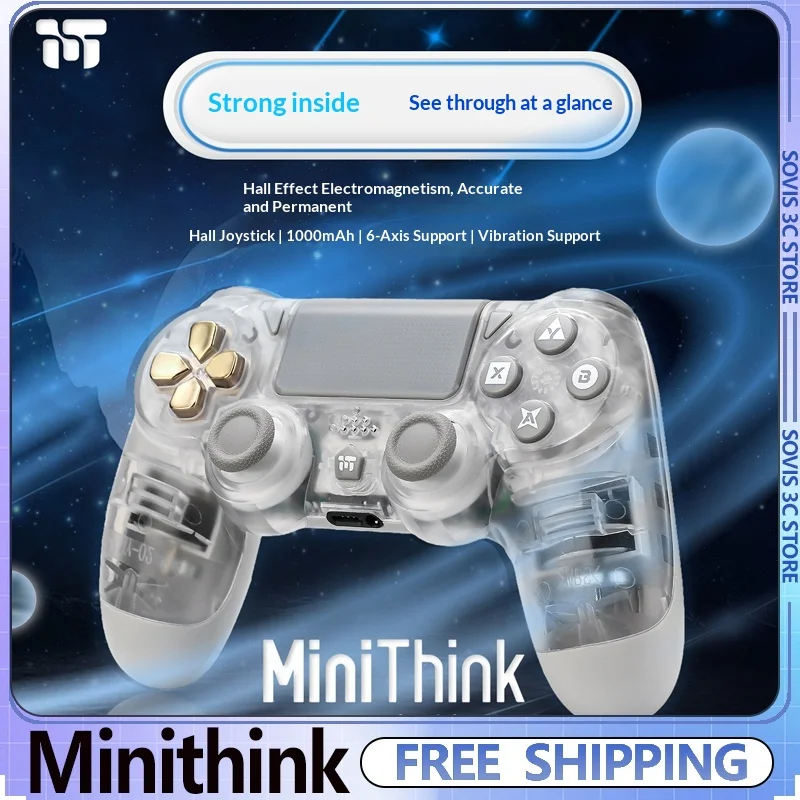

Minithink'S Transparent Gaming Controller Wired/wireless Bluetooth game controllers Ps4 Pro Hall Controller PC Computer Tablet