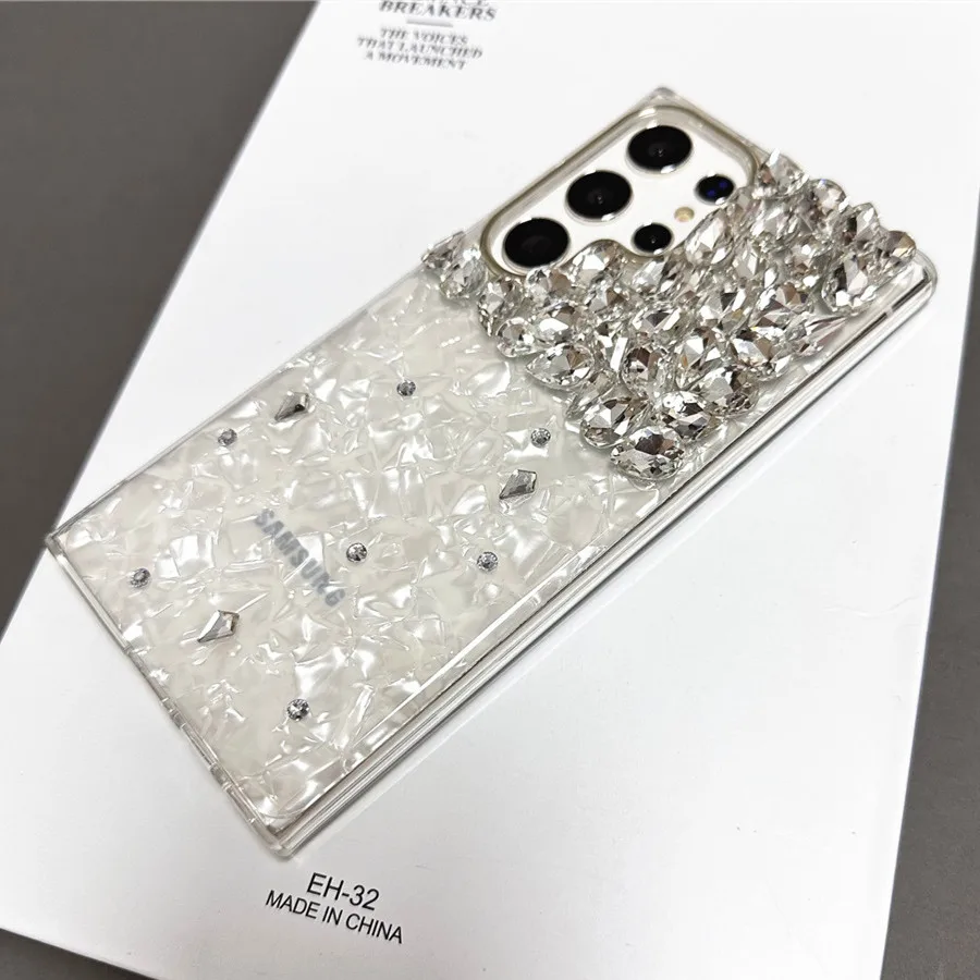 블링 실버 다이아몬드 케이스 삼성 갤럭시 S24 울트라, S23, S22 플러스, A14, A34, A54, A53, A52, 5G 용, 럭셔리 글리터 쉘 후면 커버