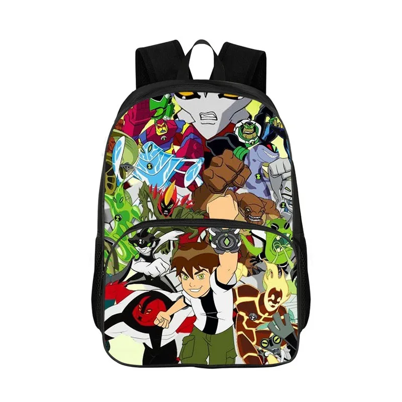 

Boy Girl Cartoon Backpack with Front Pocket,Ben 10 Canvas Schoolbag Large Student Bookbag,Classic Knapsack for Travel,Outdoor