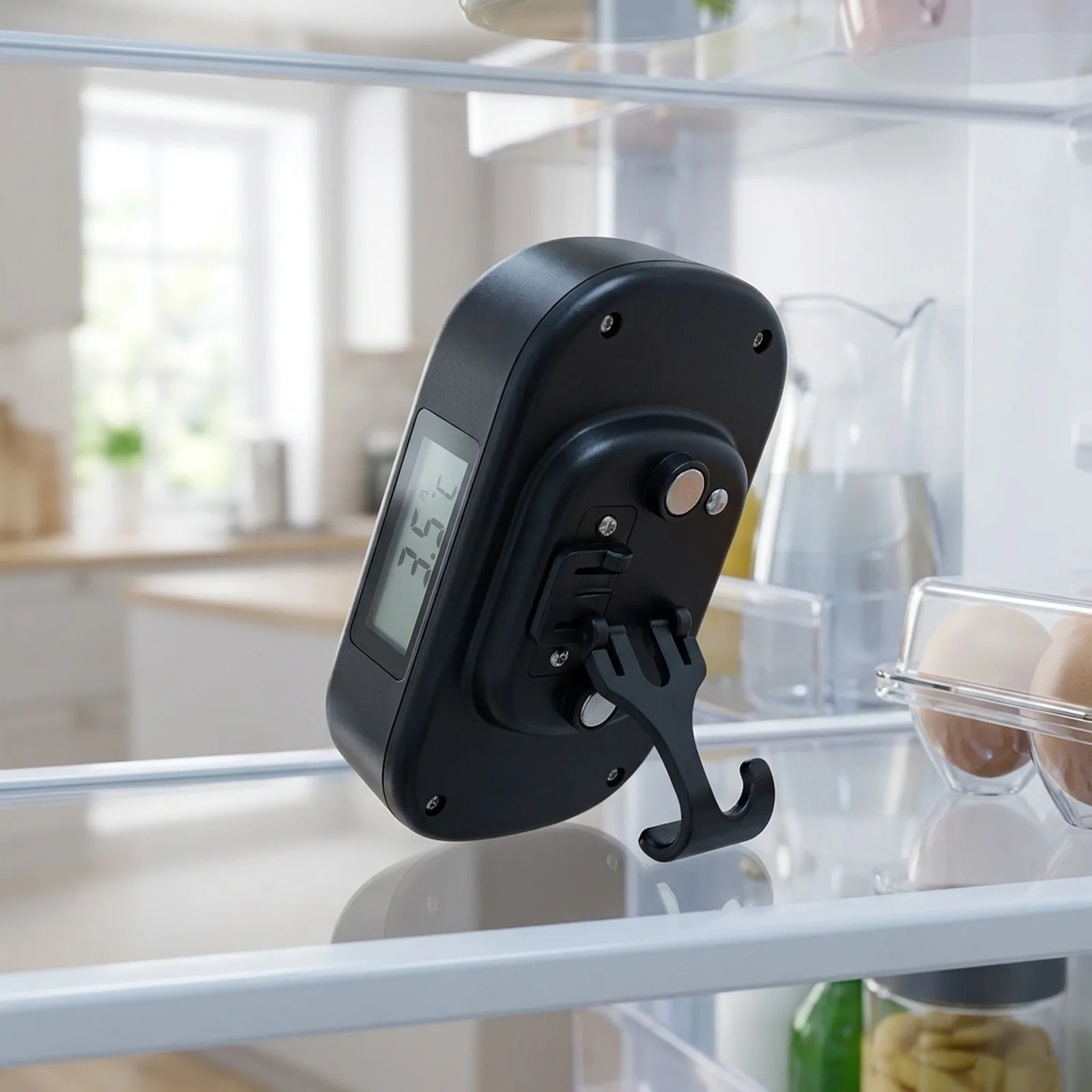 LCD Thermometer Fridge Thermometer Black Temperature Measurement Device Easy-to-read Screen Fits In Fridge Or Cooling Unit