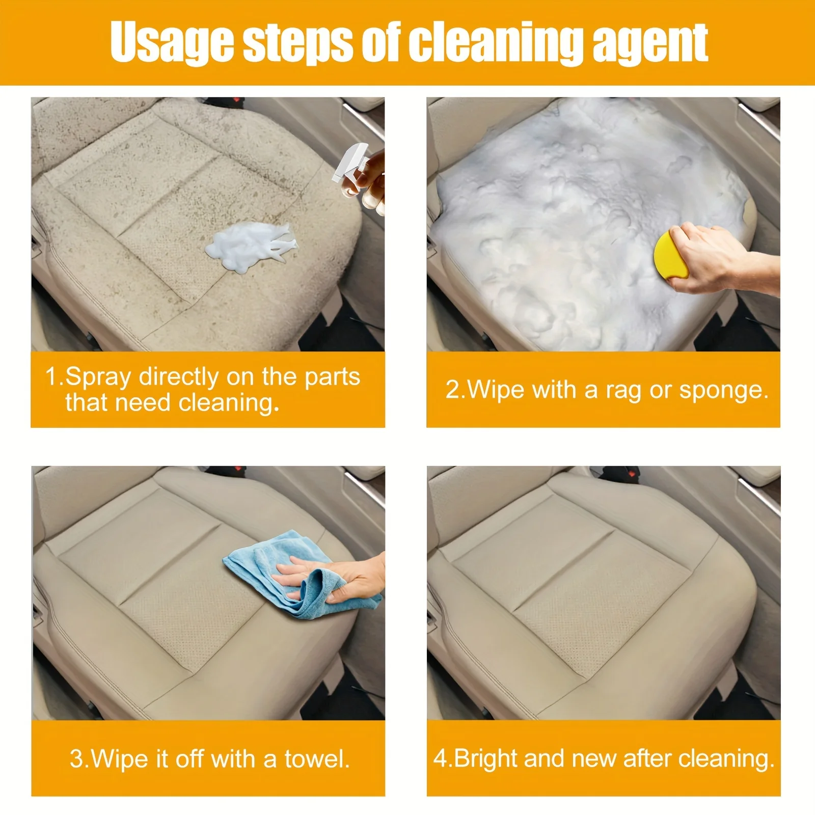 Multifunctional Foam Cleaner Car Interior Stain Removal and Cleaning Leather Seat Foam Cleaner Spray Foam Maintenance Wash Car view 2