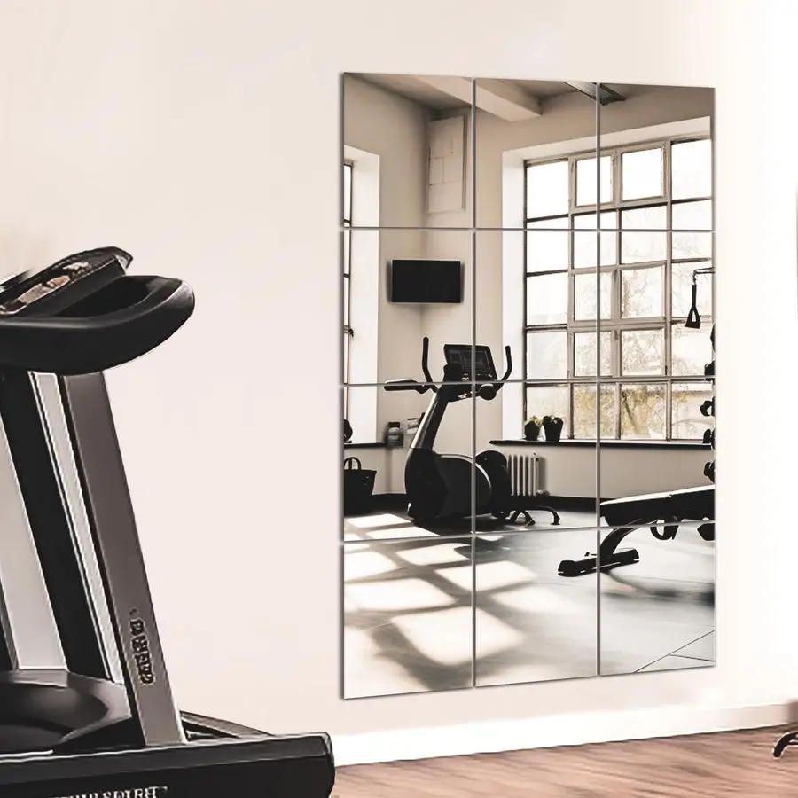 

Gym Mirror Tiles for Wall, 14x12x12PCS Full Length Home Gym Workout Mirror for Garage, Bedroom, Living Room, Over The Door