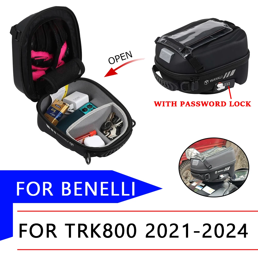 ل Benelli TRK800 TRK 800 2022 2023 2024 دراجة نارية الملحقات خزان حقيبة الأمتعة على ظهره الملاحة حقيبة الهاتف Tanklock حقيبة