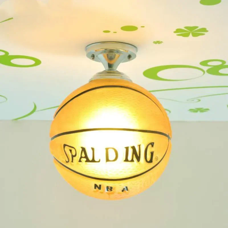 Football Kids Room Lighting Ceiling Lamp Children  Lights Led  For Home Glass soccer or basketball Light