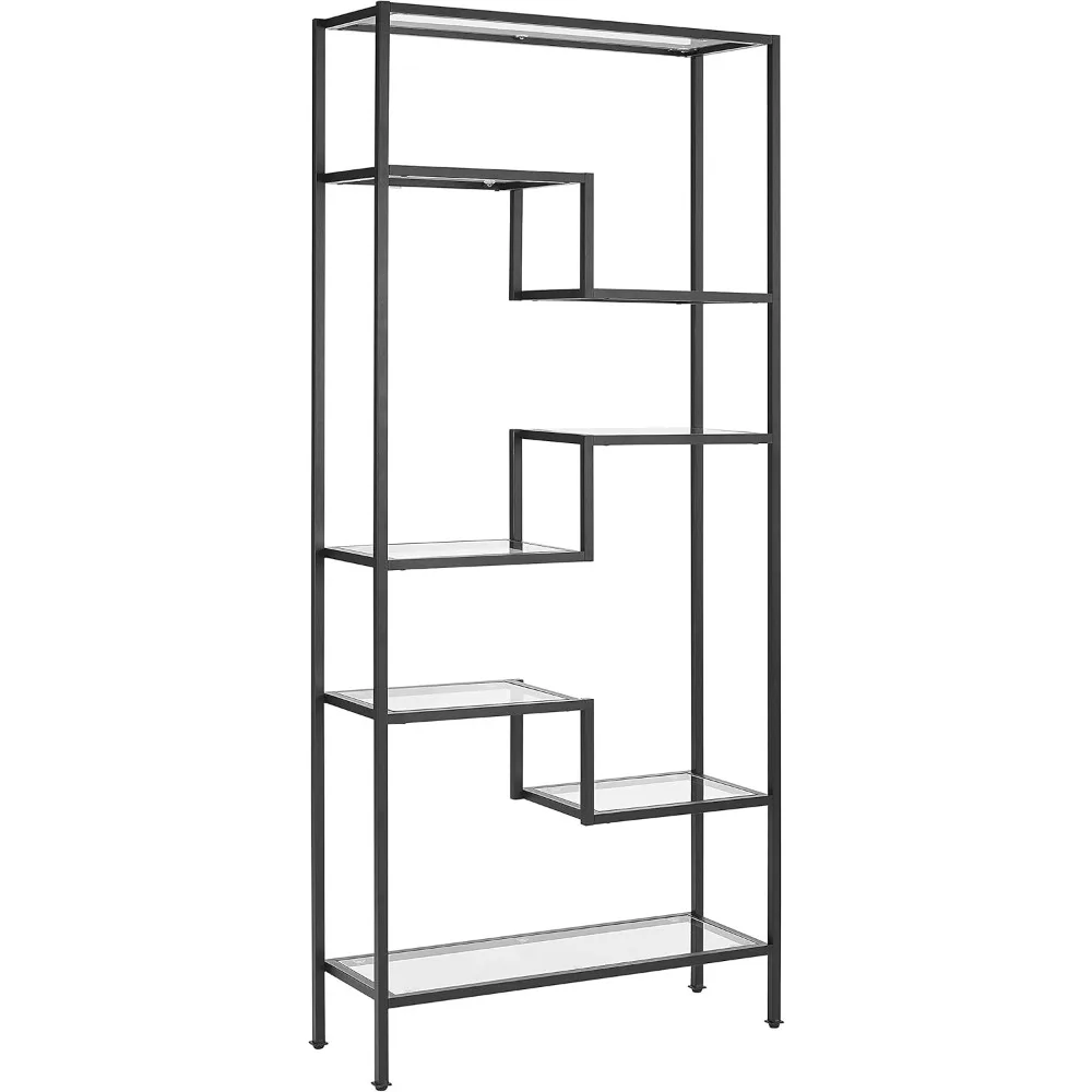 

Crosley Sloane Glass Shelf Bookcase, Matte Black Storage Furniture
