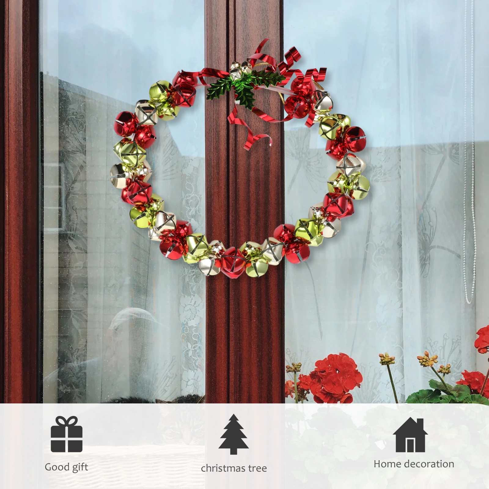 

Christmas Bell Hanging Decorative Door Wall Showcase Party Home Festive Bells Ornament Accessories Xmas Wreath Colorful Reusable