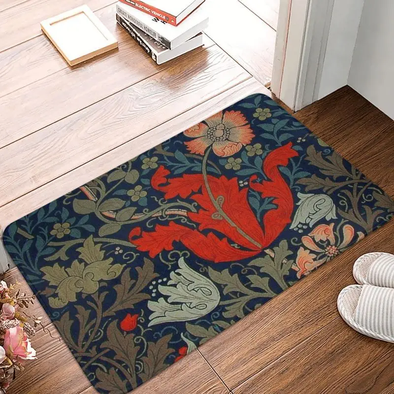 Custom William Morris Compton Floral Art Nouveau Pattern Doormat Mat Anti-Slip Kitchen Bath Toilet Rug Carpet 40*60cm