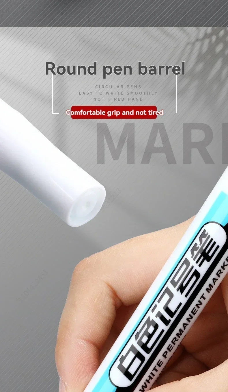 1/10/20 Stück weiße Permanentmarker-Set, 0,7/1,0/45 mm Marker, Farbstift, Tinte für Kunststoff, Leder, Glas, Stein, Metall, Kunstbedarf – Detail 8