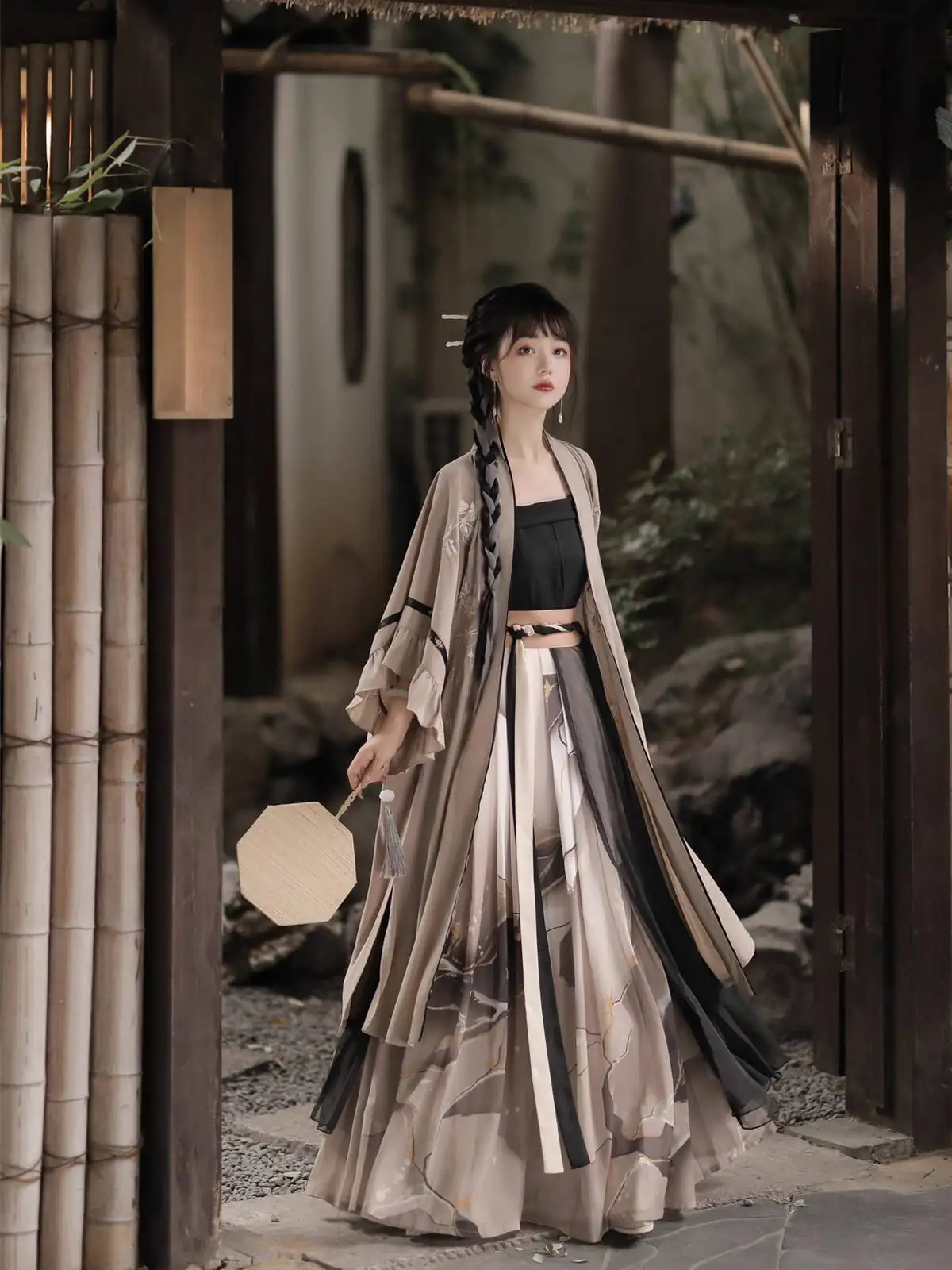 

New Song System Hanfu Women Daily Antiquities Waist Length Skirt Improve Sleeved Over-dress Ancient Costume Fiesta Carnival
