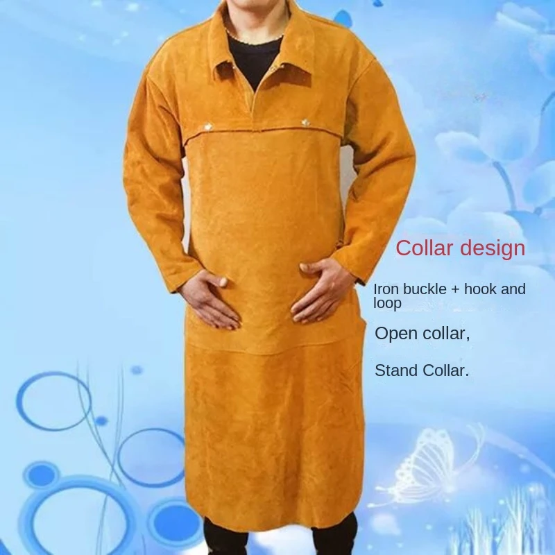 Cowhide Welder Protective Argon Arc Welding Work Clothes Reverse Wearing Apron Worker Welding Jacket Fire Retardant Clothing