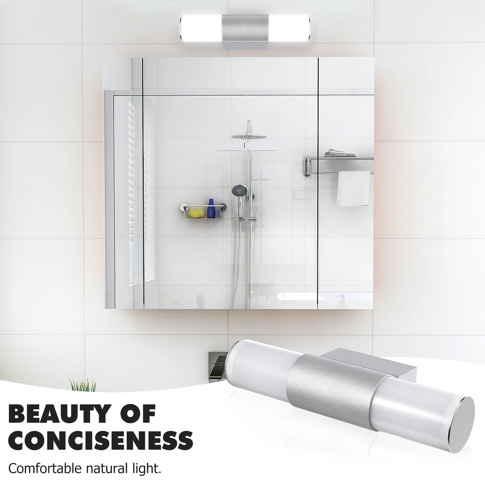 Luz LED de tocador para espejo, estilo moderno y sencillo, pantalla acrílica de alta transmitancia, LED incorporado suave y no deslumbrante para Baño