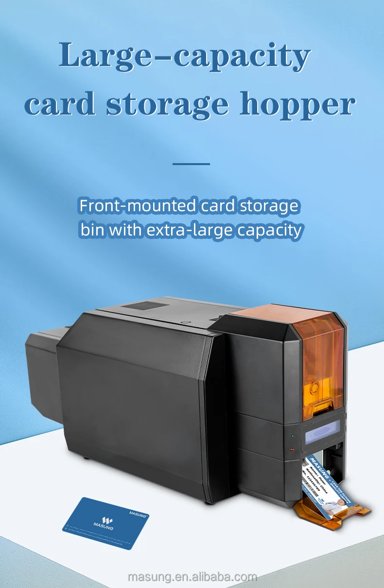 MASUNG S22K Dual Sided ID Card Printer Compatible With PVC Card PET Overlay For Printing High-Durability Employee Badges