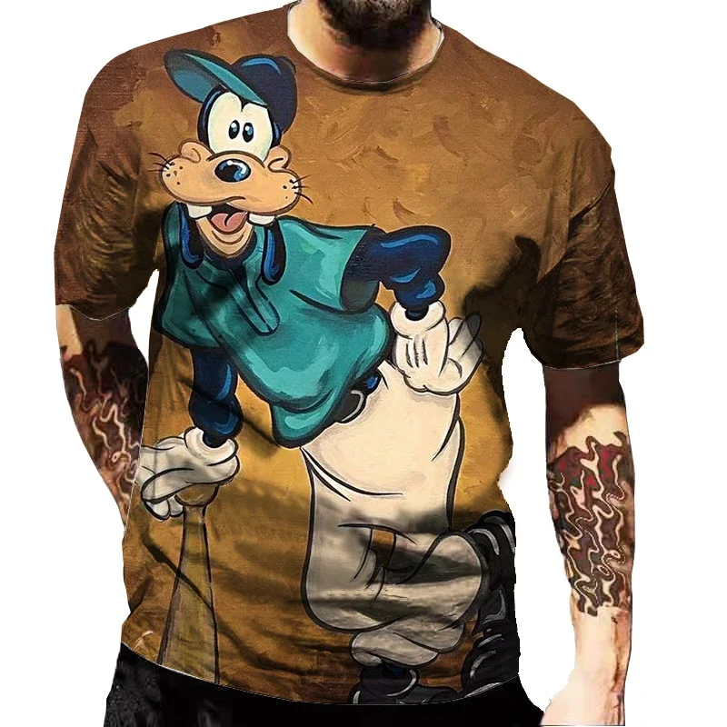 Disney Goofy Cartoon 3D Print Men's T Shirt Summer Loose Clothes Retro Short Sleeve Fashion O Neck T Shirt Oversized Men T Shirt